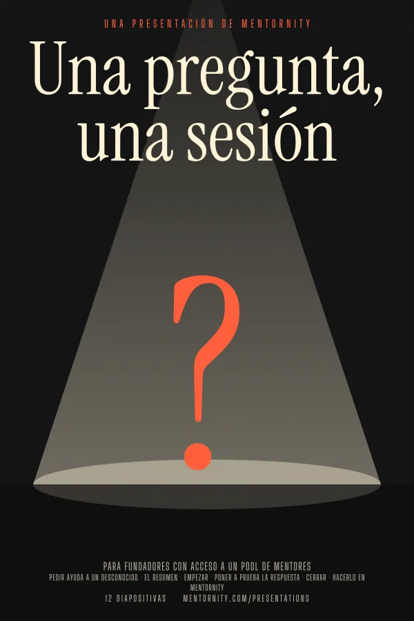 Póster de estilo cinematográfico de la presentación Una pregunta, una sesión