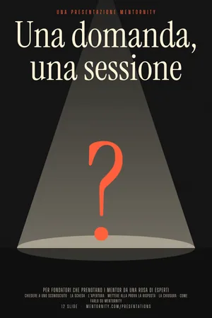 Locandina della presentazione: Guida per fondatori: Una domanda, una sessione
