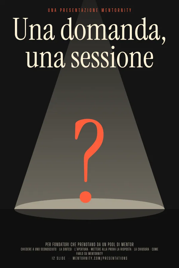 Locandina in stile film della presentazione Una domanda, una sessione