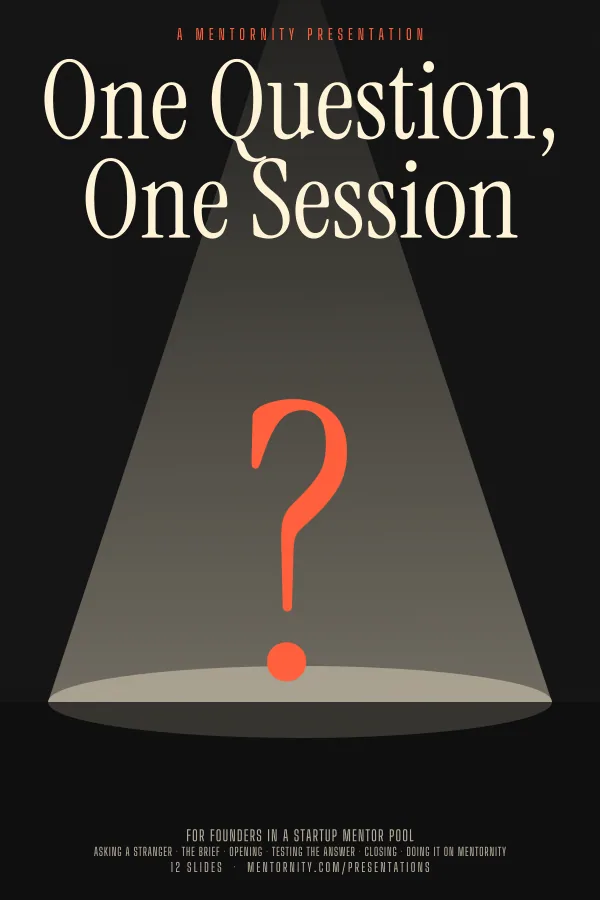 Film-style poster for the One Question, One Session presentation