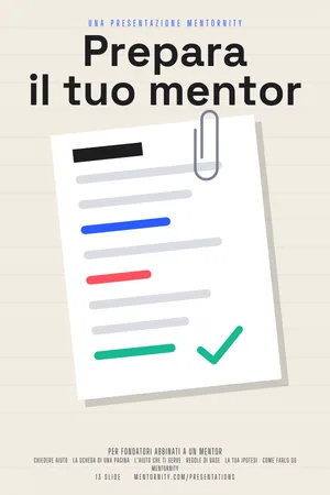 Locandina della presentazione: Guida per fondatori: Prepara il tuo mentor