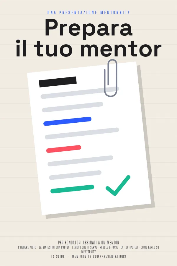 Locandina in stile film della presentazione Prepara il tuo mentor