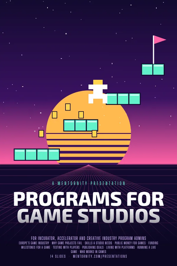 Film-style poster for the Programs for Game Studios presentation