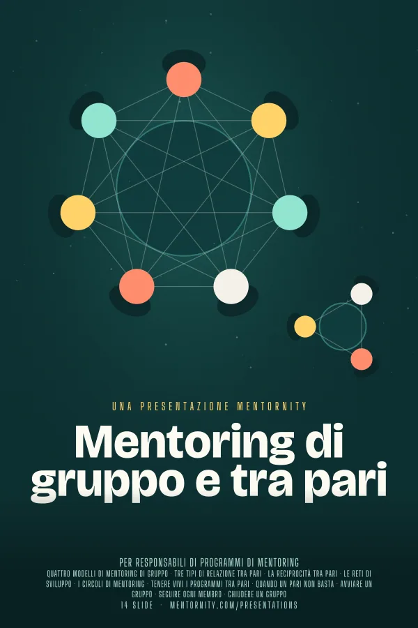 Locandina in stile film della presentazione Mentoring di gruppo e tra pari
