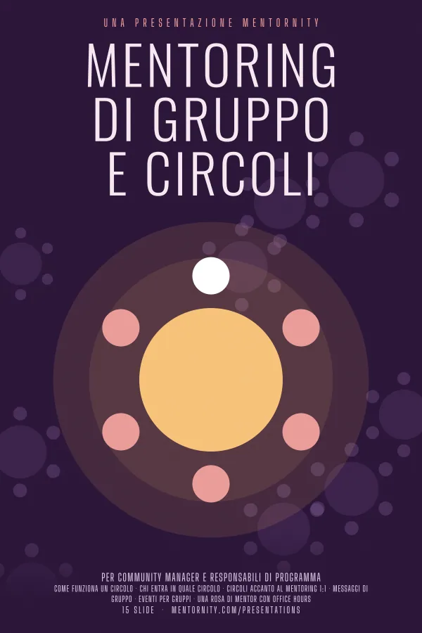 Locandina in stile film della presentazione Mentoring di gruppo e circoli