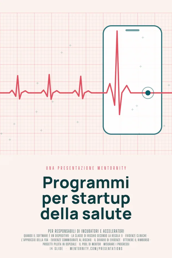 Locandina in stile film della presentazione Programmi per startup della salute