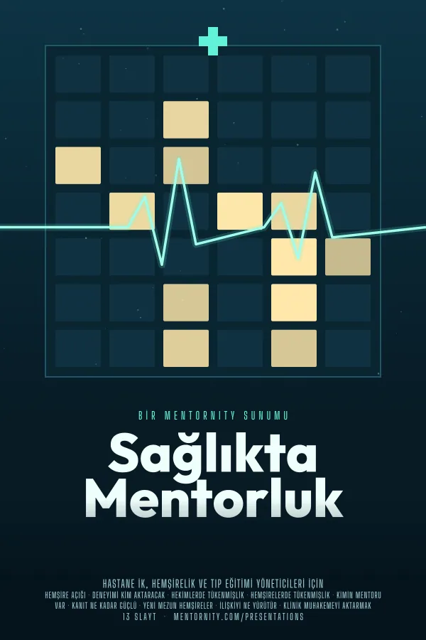 Sağlıkta Mentorluk sunumu için film afişi tarzında görsel