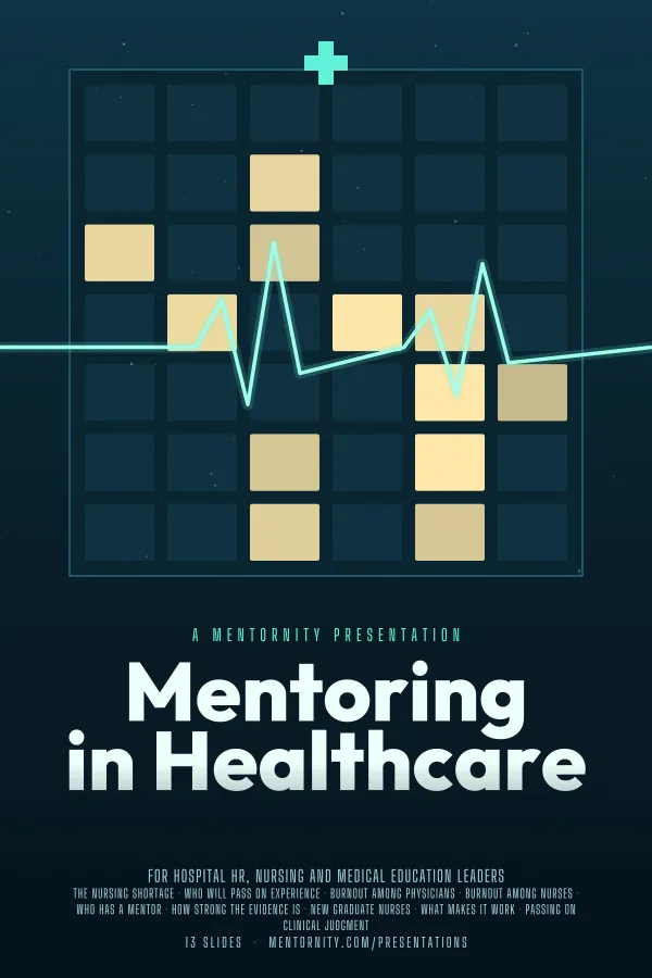 Film-style poster for the Mentoring in Healthcare presentation