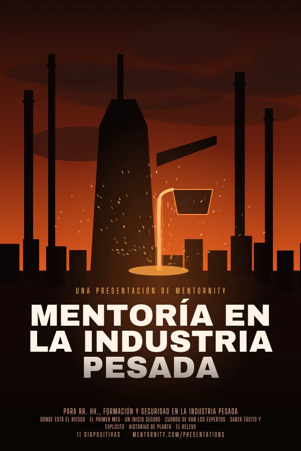 Póster de estilo cinematográfico de la presentación Mentoría en la industria pesada
