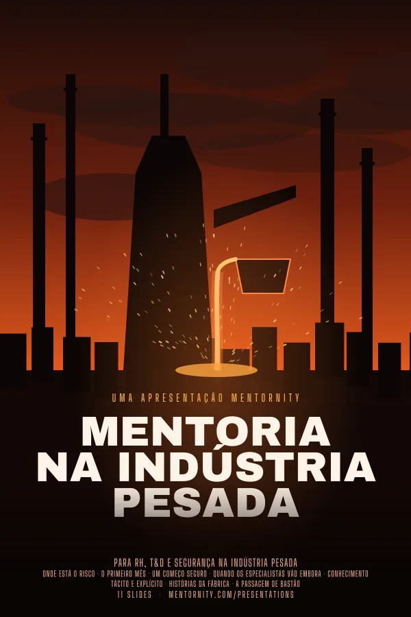 Pôster em estilo de cinema da apresentação Mentoria na indústria pesada