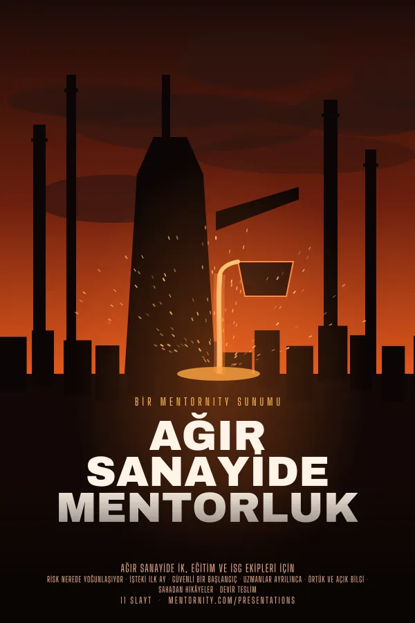 Ağır Sanayide Mentorluk sunumu için film afişi tarzında görsel