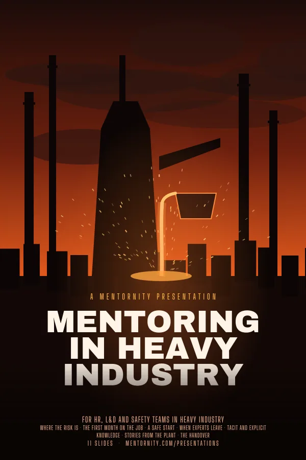 Film-style poster for the Mentoring in Heavy Industry presentation