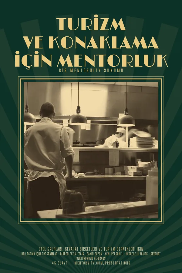Turizm ve Konaklama için Mentorluk sunumu için film afişi tarzında görsel