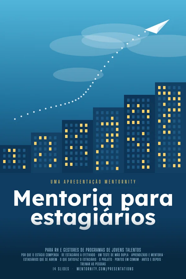 Pôster em estilo de cinema da apresentação Mentoria para estagiários