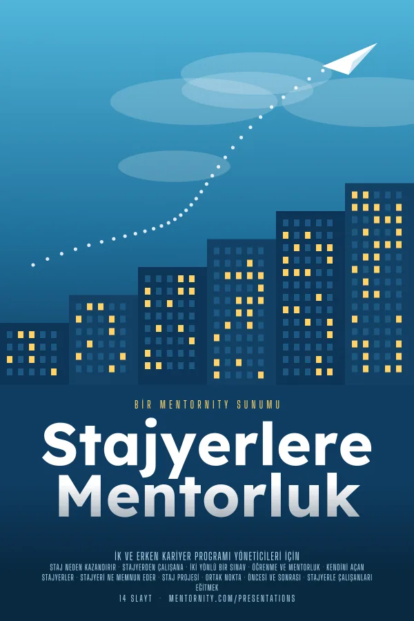 Stajyerlere Mentorluk sunumu için film afişi tarzında görsel