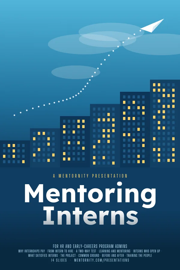 Film-style poster for the Mentoring Interns presentation