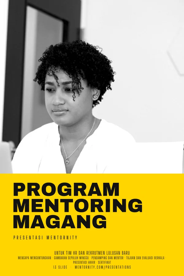 Poster bergaya film untuk presentasi Program Mentoring Magang