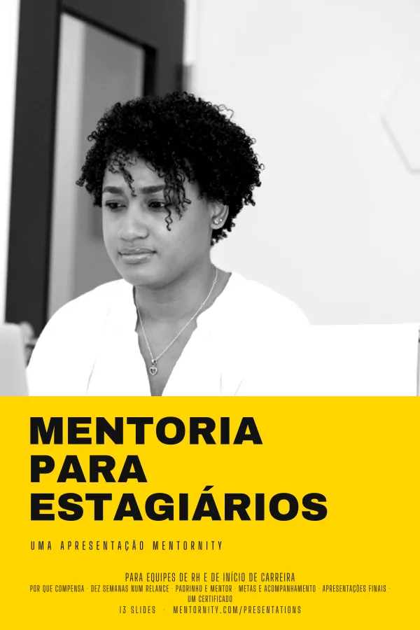 Pôster em estilo de cinema da apresentação Mentoria para estagiários