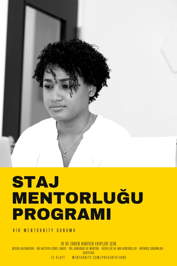 Staj Mentorluğu Programı sunumu için film afişi tarzında görsel