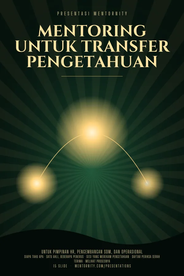 Poster bergaya film untuk presentasi Mentoring untuk Transfer Pengetahuan