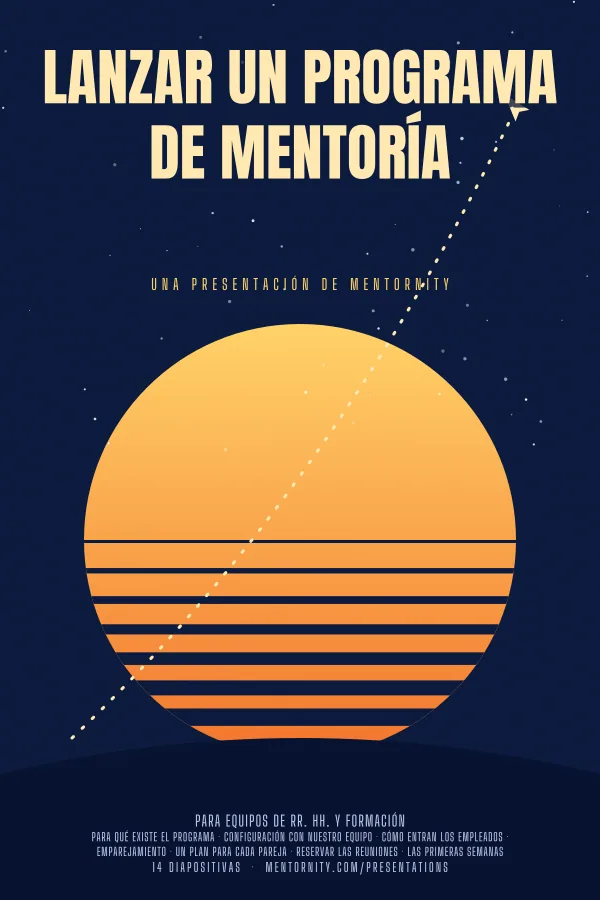 Póster de estilo cinematográfico de la presentación Lanzar un programa de mentoría