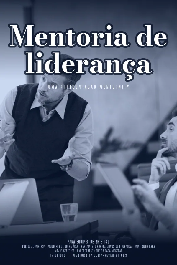 Pôster em estilo de cinema da apresentação Mentoria de liderança