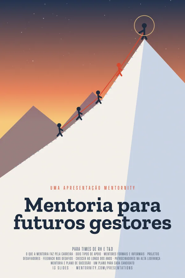 Pôster em estilo de cinema da apresentação Mentoria para futuros gestores