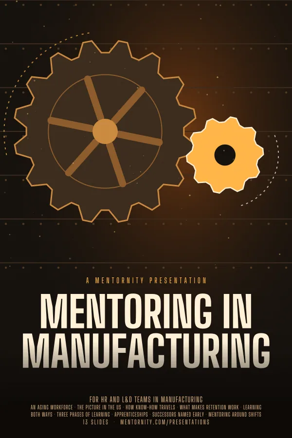 Film-style poster for the Mentoring in Manufacturing presentation