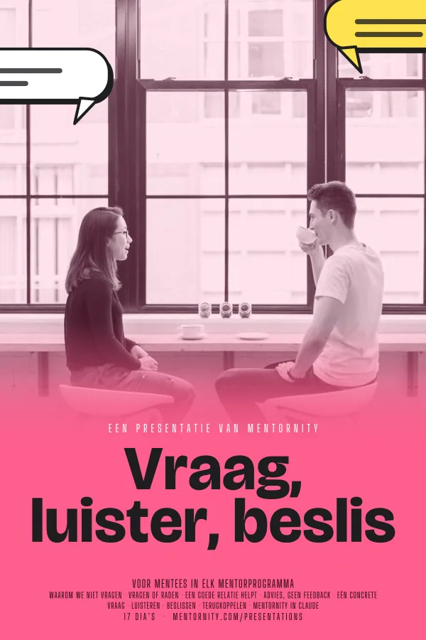 Filmposter voor de presentatie Vraag, luister, beslis