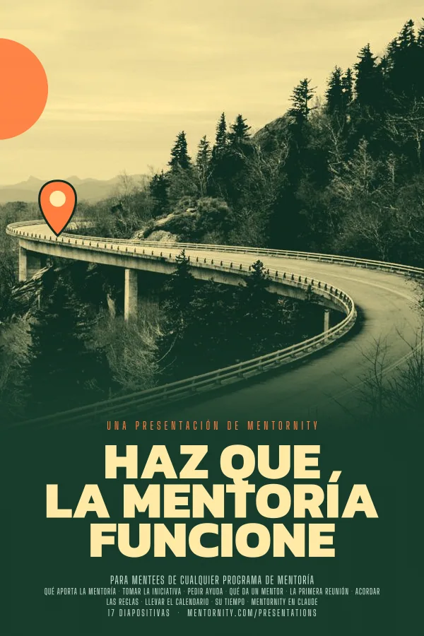 Póster de estilo cinematográfico de la presentación Haz que la mentoría funcione