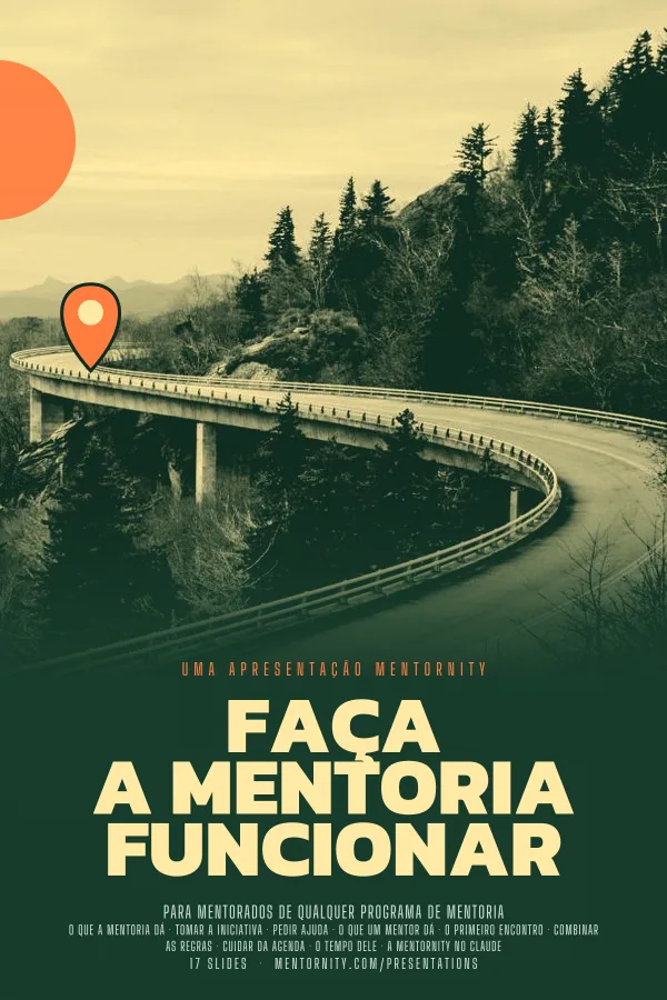 Pôster em estilo de cinema da apresentação Faça a mentoria funcionar