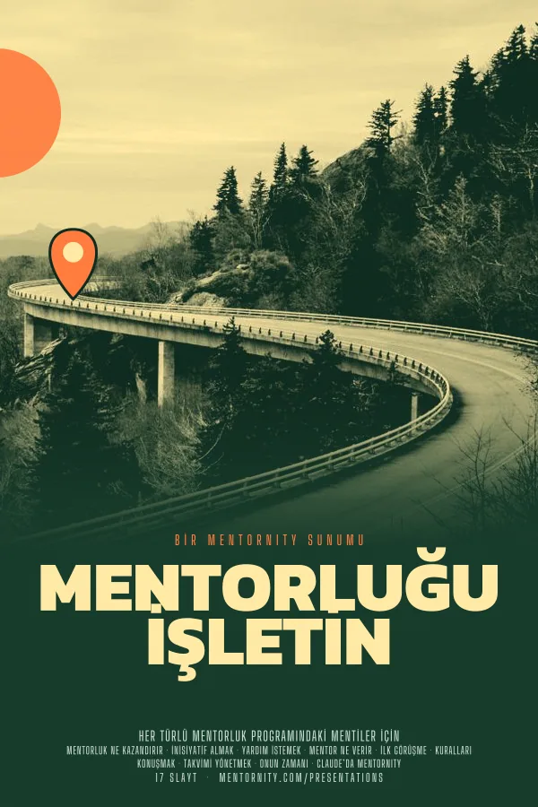 Mentorluğu İşletin sunumu için film afişi tarzında görsel