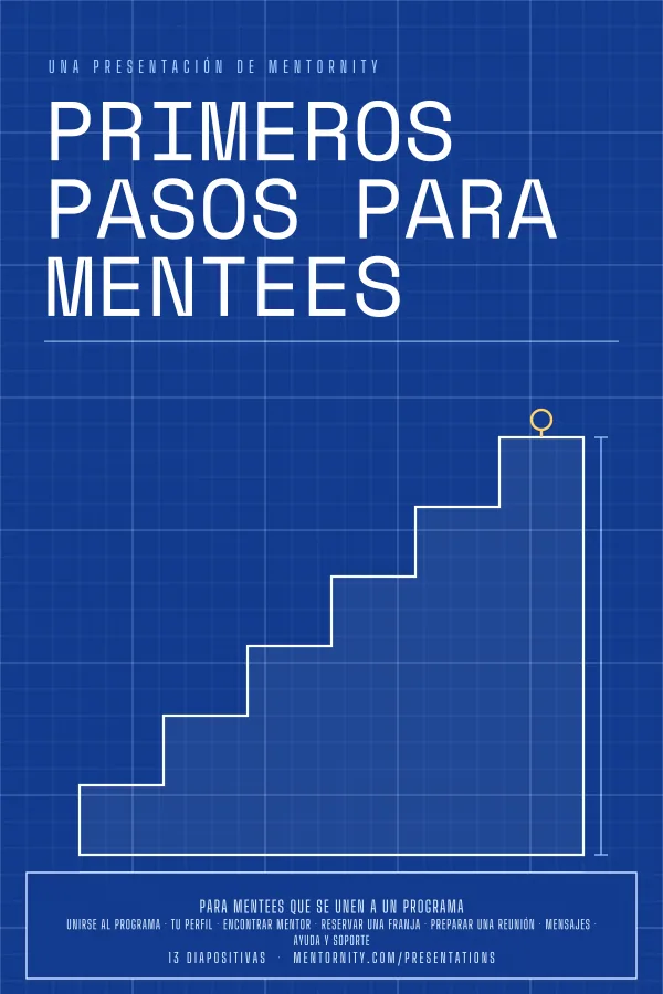 Póster de estilo cinematográfico de la presentación Primeros pasos para mentees