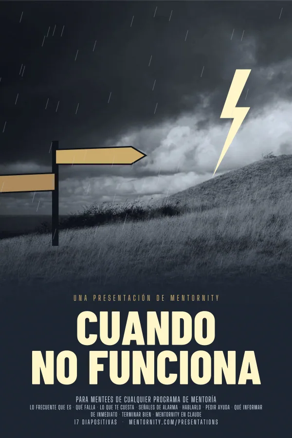 Póster de estilo cinematográfico de la presentación Cuando no funciona