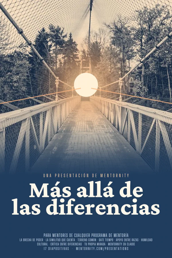 Póster de estilo cinematográfico de la presentación Más allá de las diferencias