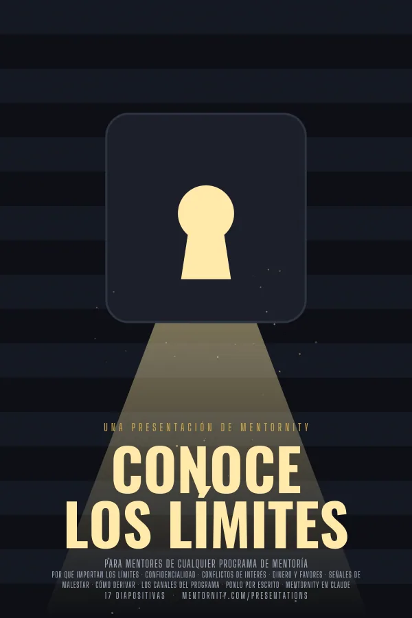 Póster de estilo cinematográfico de la presentación Conoce los límites