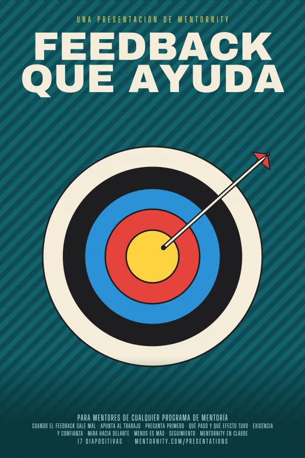 Póster de estilo cinematográfico de la presentación Feedback que ayuda