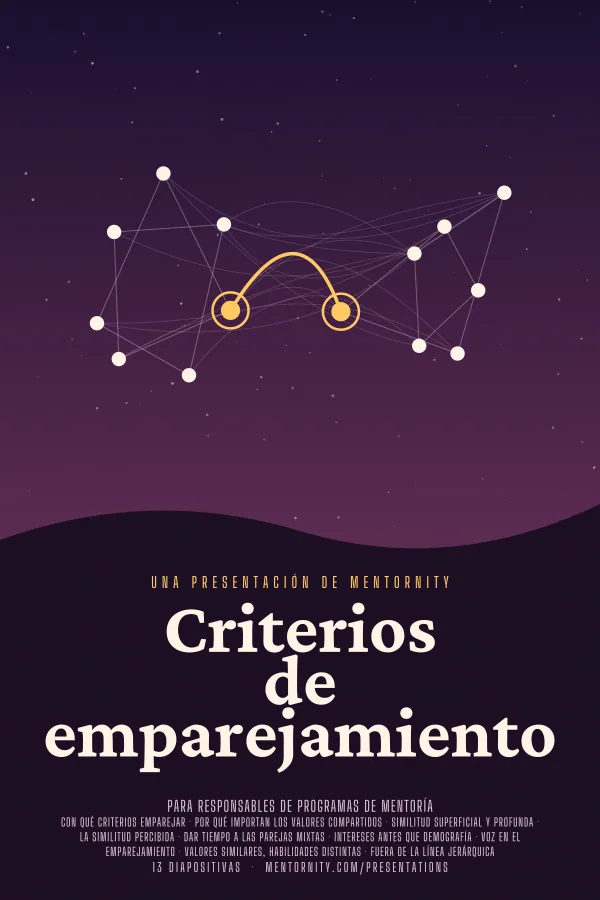 Póster de estilo cinematográfico de la presentación Criterios de emparejamiento