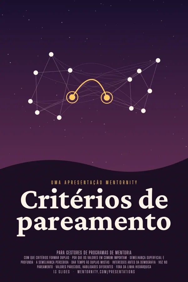 Pôster em estilo de cinema da apresentação Critérios de pareamento