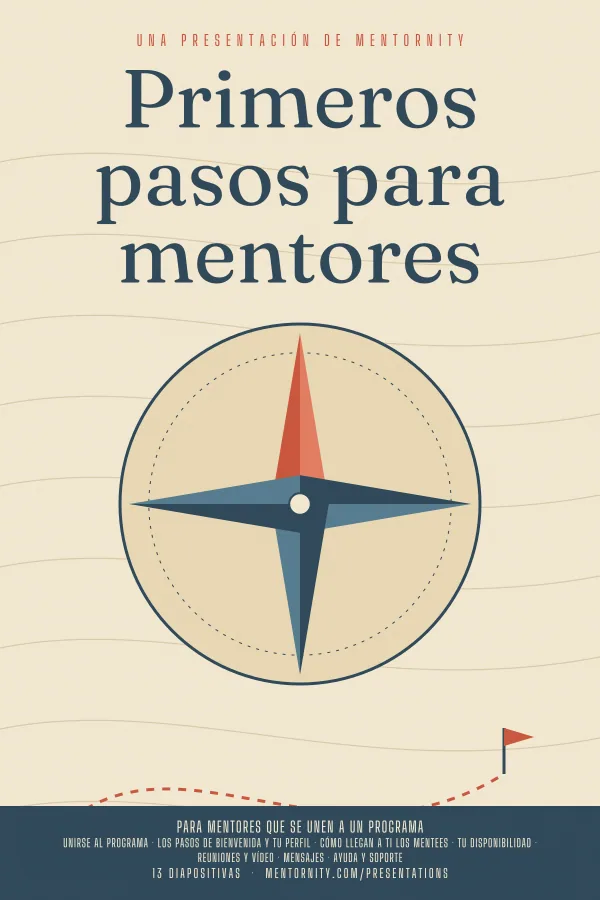 Póster de estilo cinematográfico de la presentación Primeros pasos para mentores