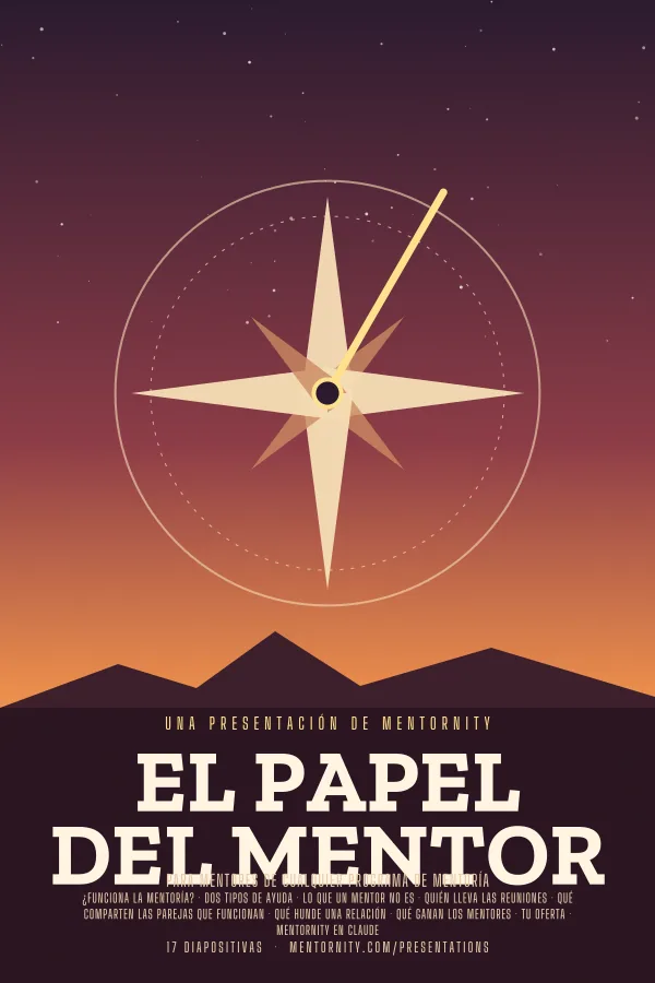 Póster de estilo cinematográfico de la presentación El papel del mentor