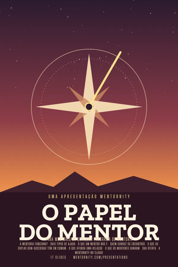 Pôster em estilo de cinema da apresentação O papel do mentor