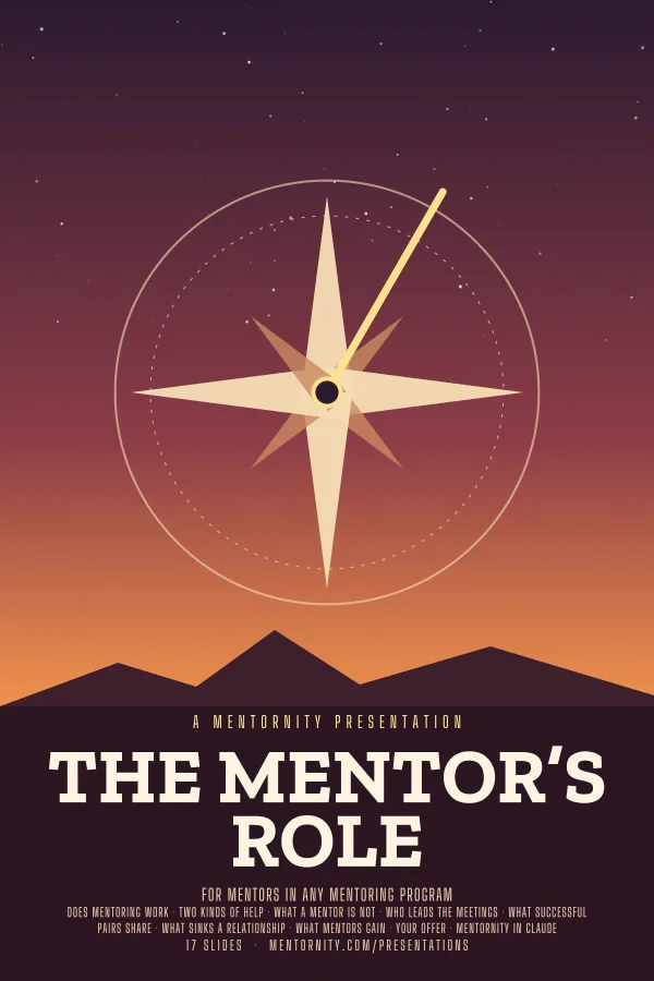 Film-style poster for the The Mentor’s Role presentation