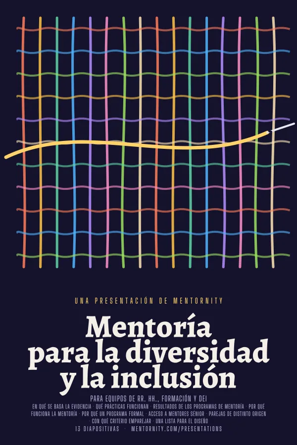 Póster de estilo cinematográfico de la presentación Mentoría para la diversidad y la inclusión