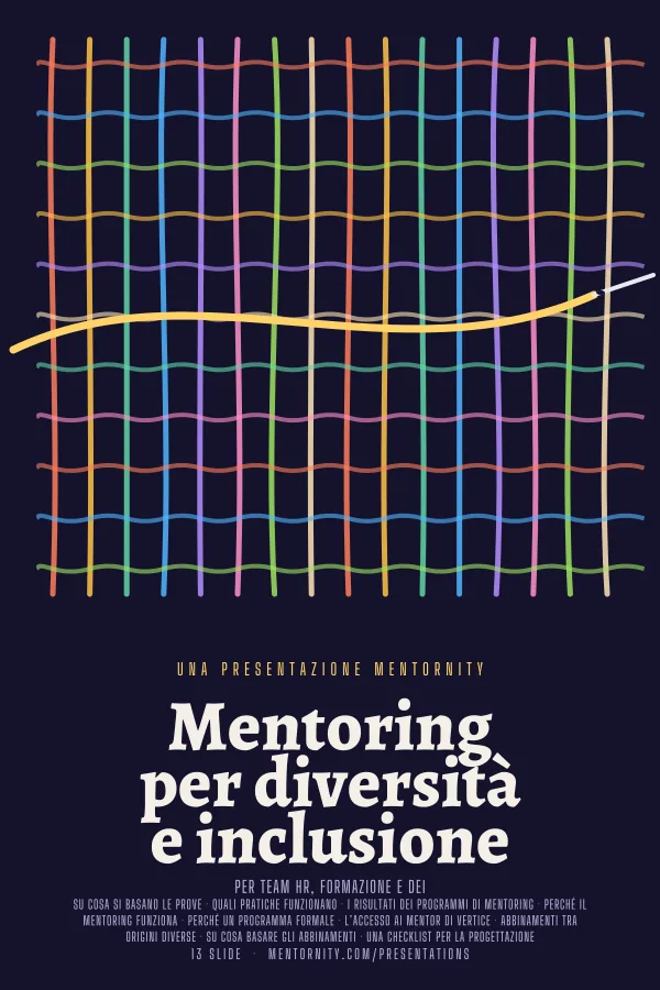 Locandina in stile film della presentazione Mentoring per diversità e inclusione