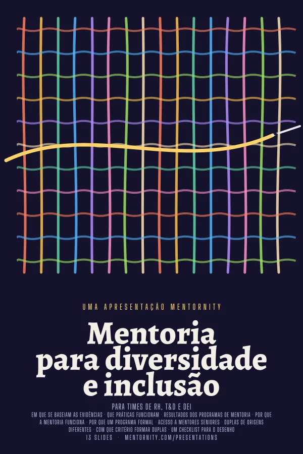 Pôster em estilo de cinema da apresentação Mentoria para diversidade e inclusão