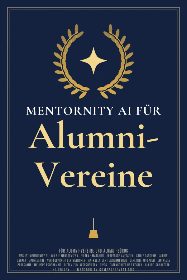 Filmplakat zur Präsentation Mentornity AI für Alumni-Vereine