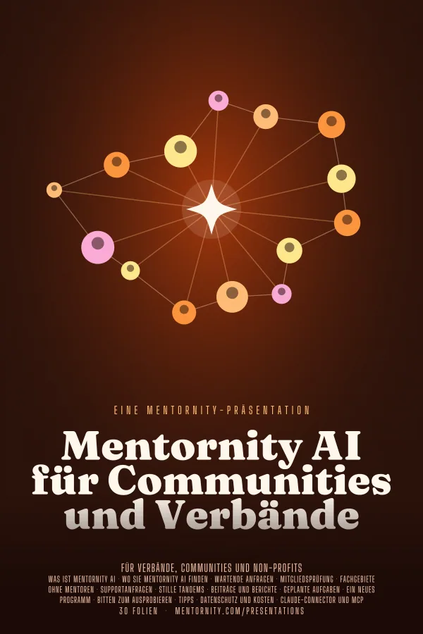 Filmplakat zur Präsentation Mentornity AI für Communities und Verbände