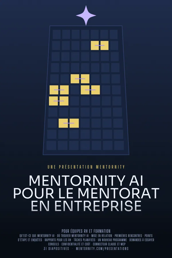 Affiche de film de la présentation Mentornity AI pour le Mentorat en Entreprise