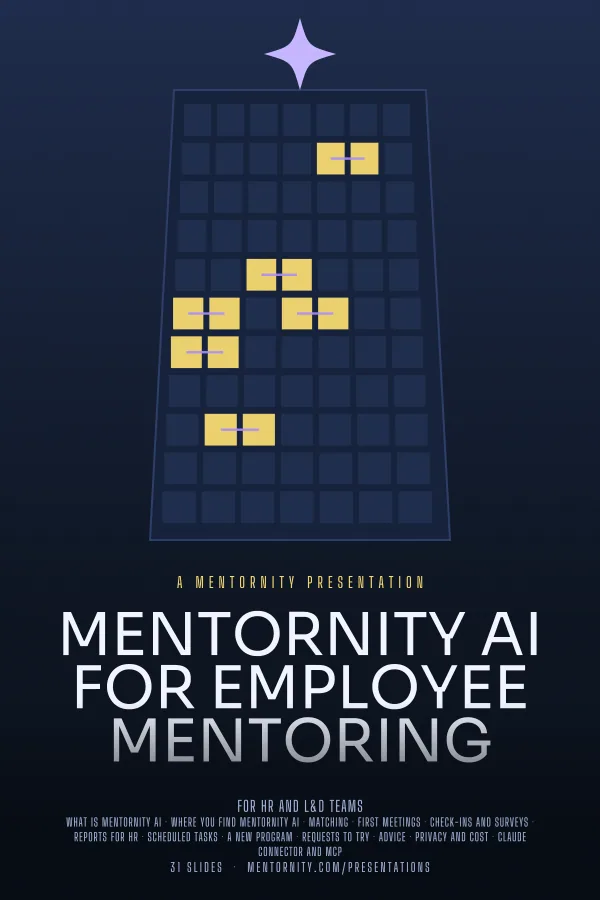 Film-style poster for the Mentornity AI for Employee Mentoring presentation
